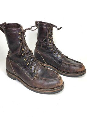 Filson Uplander Hunting Heavy Brown Leather Boots 9 D Vibram Sole Good Condition